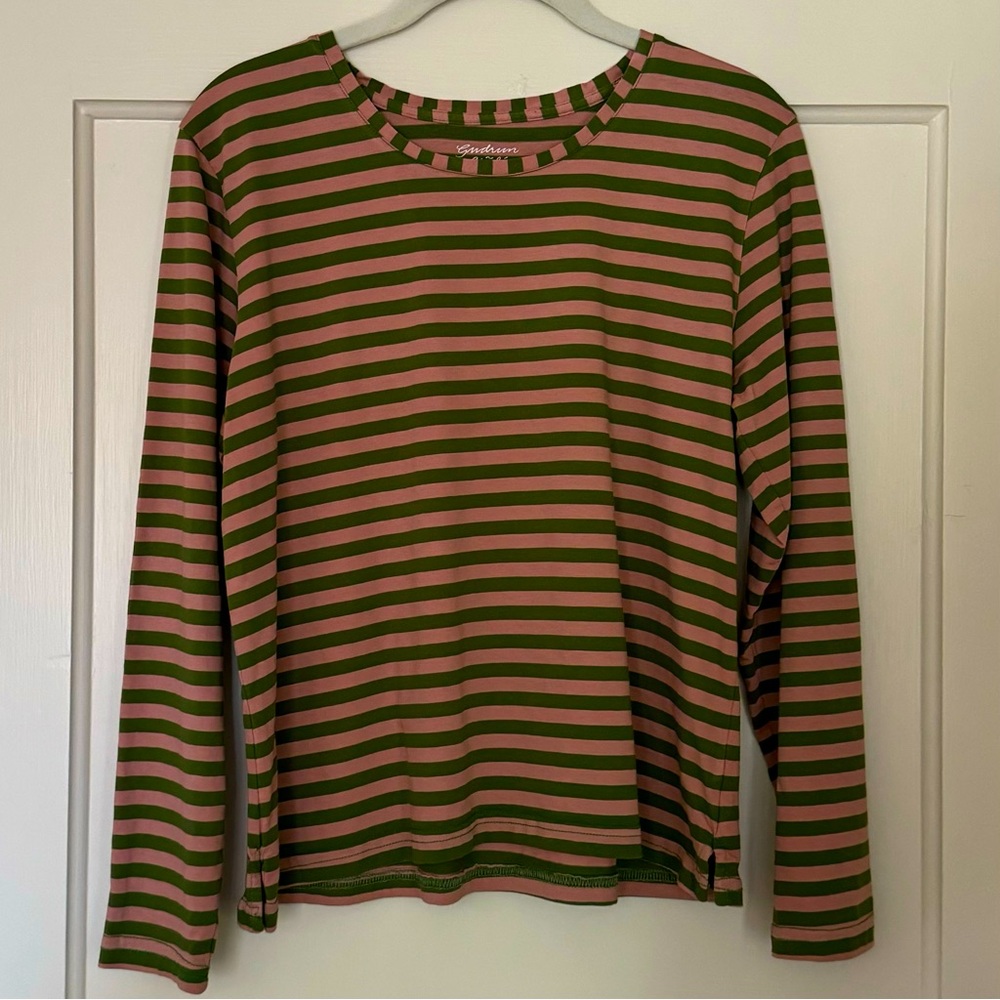 Gudrun Sjoden Striped Organic Cotton Long Sleeve Shirt - Medium - EUC